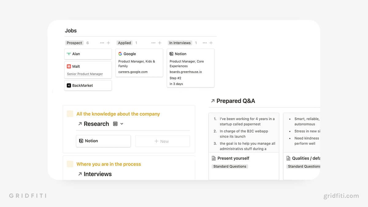 Notion Job Tracking & Interview Prep Dashboard