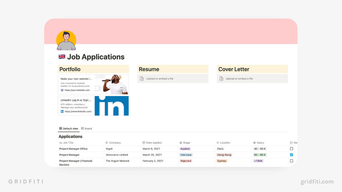 Notion Job Application Dashboard