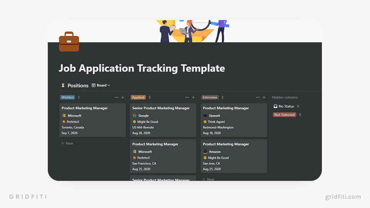 Notion Job Application Tracker Database Template