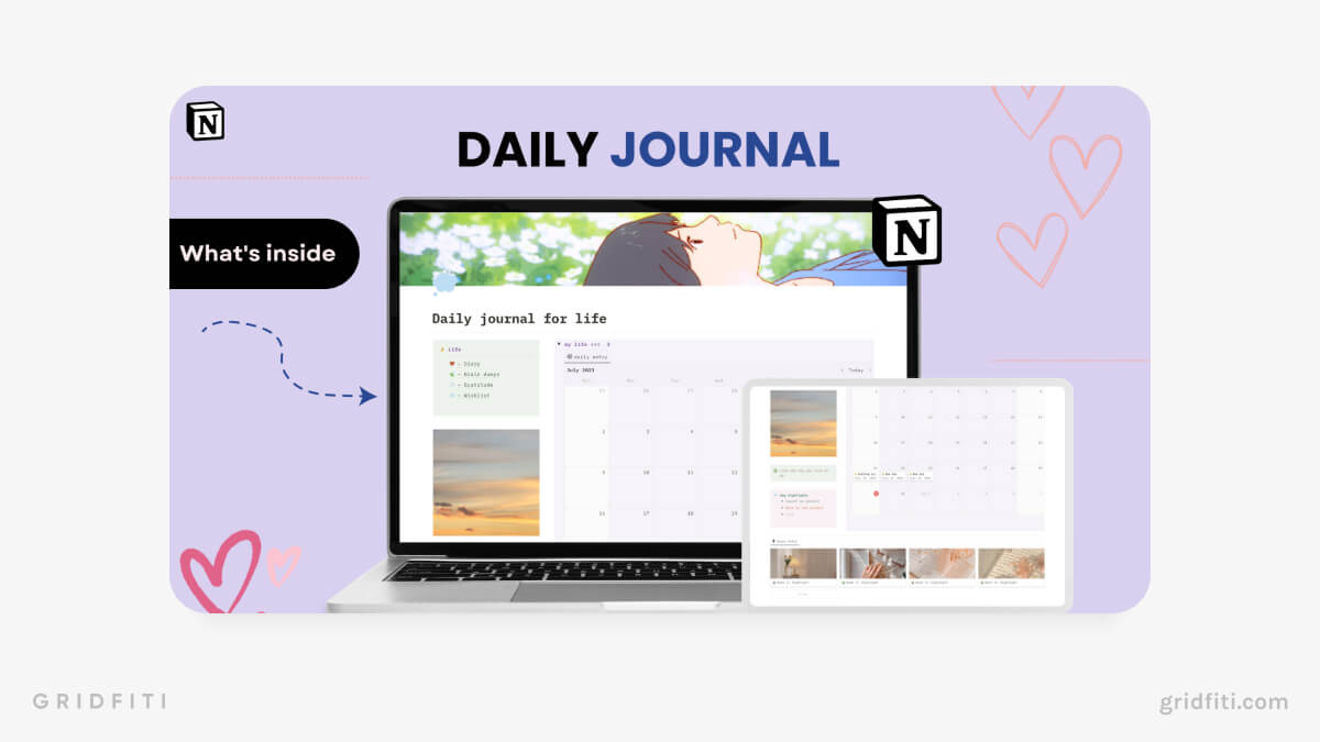 Aesthetic Notion Daily Journal Template