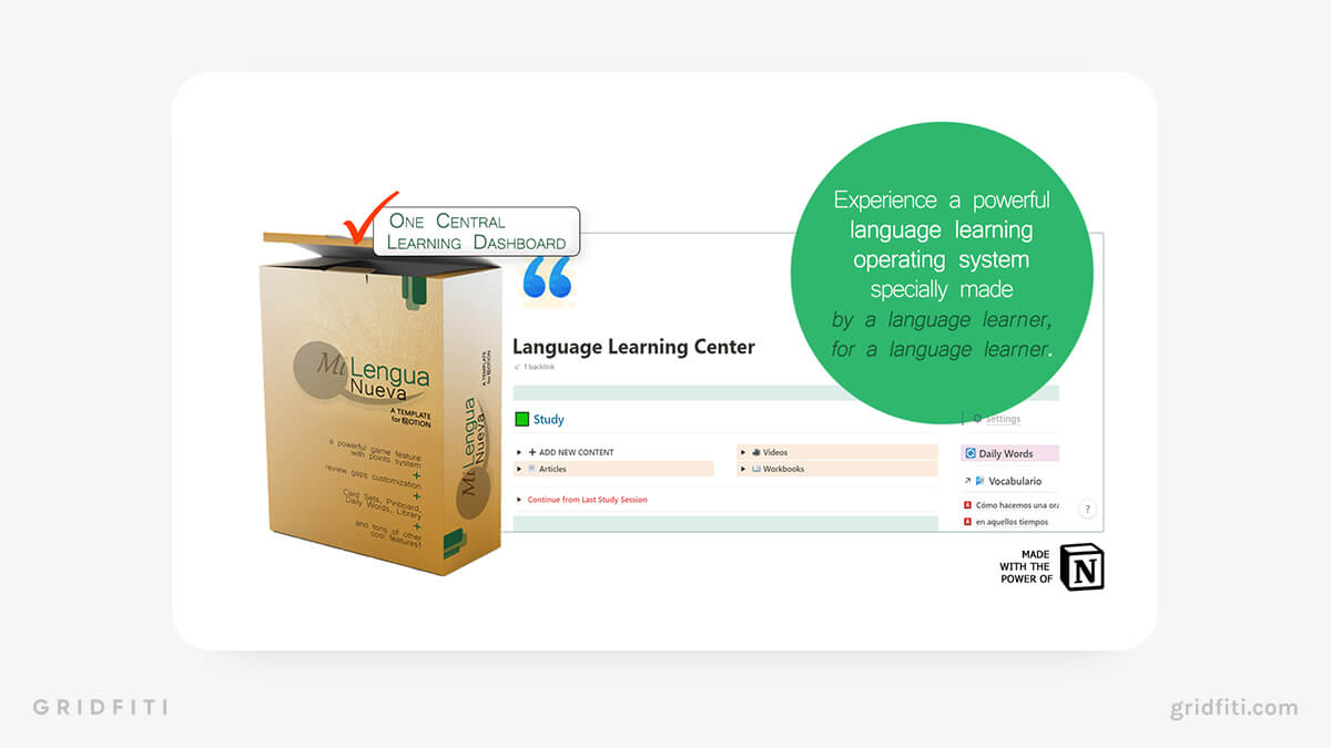 Language Learning OS Template for Notion