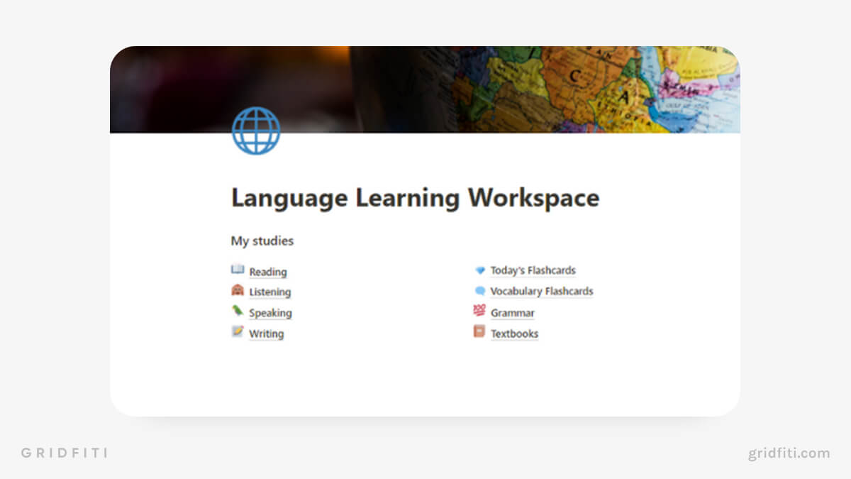 Notion Language Learning Workspace Template