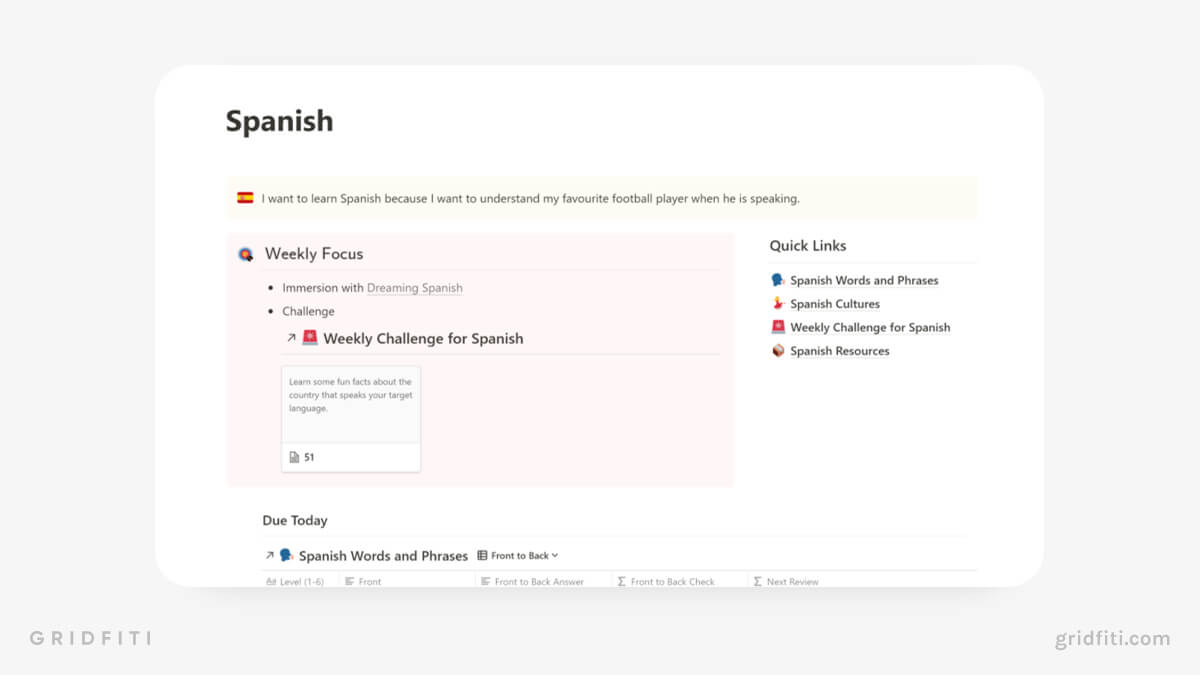 6 Notion Language Learning Vocabulary Templates Gridfiti