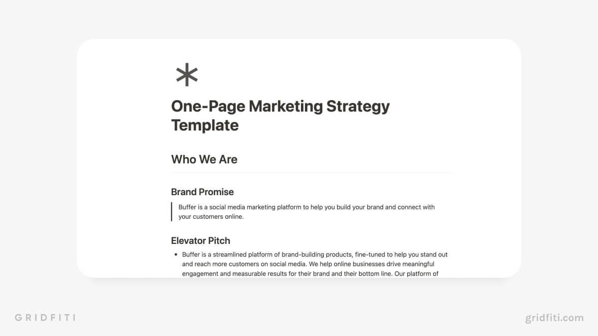 One-Page Marketing Strategy
