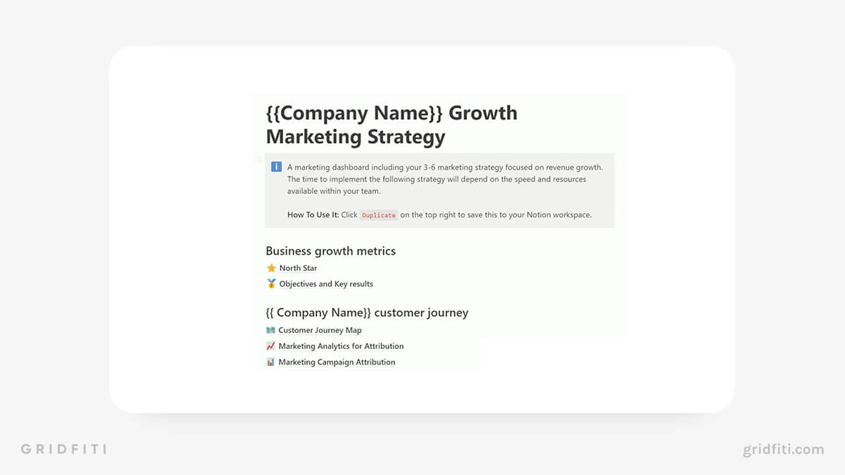 Growth Marketing Strategy Notion Template