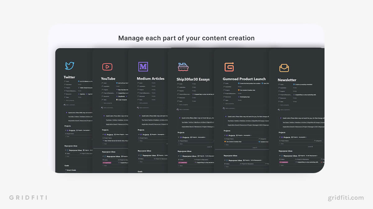 Notion Content Creation Hub for Photography Creators