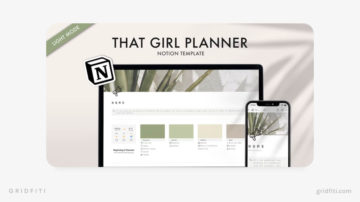 Green Notion That Girl Template