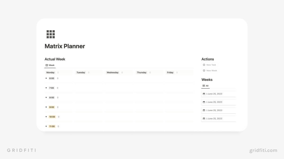 Free Weekly Matrix Planner