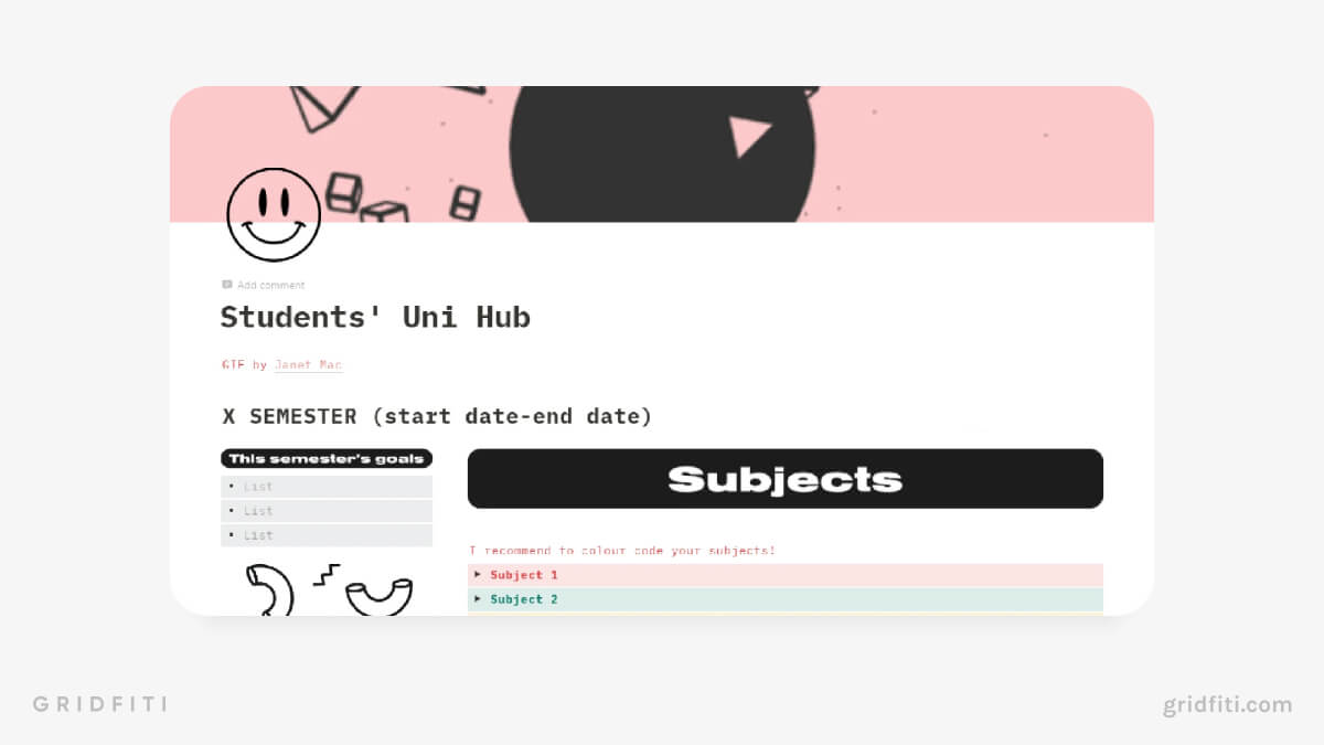 Students’ Uni Hub Notion Template