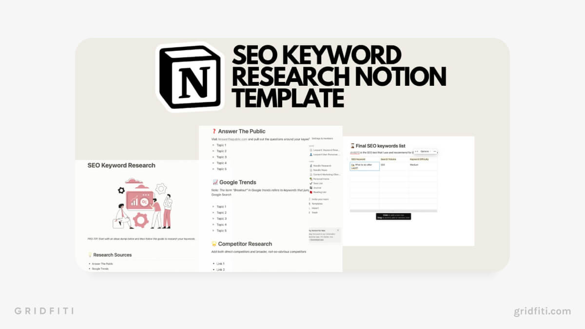 SEO Keyword Research Notion Template
