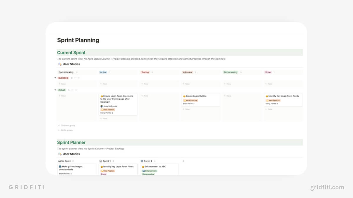 Notion Agile Scrum Dashboard Template