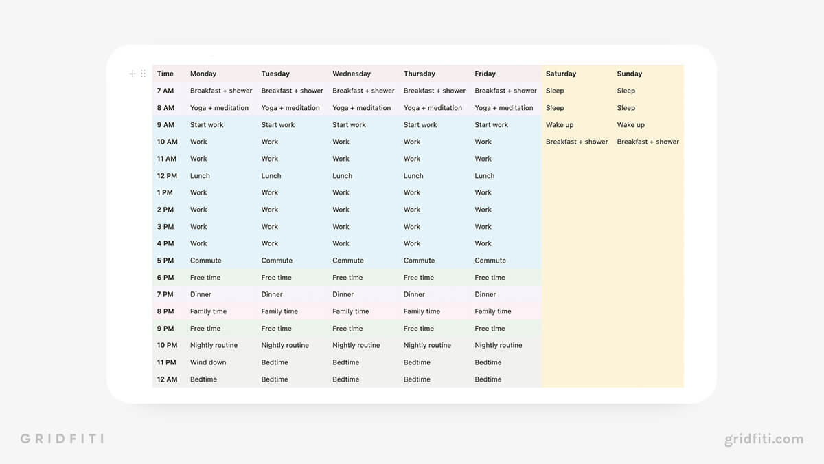 Notion Time Blocking Template Free