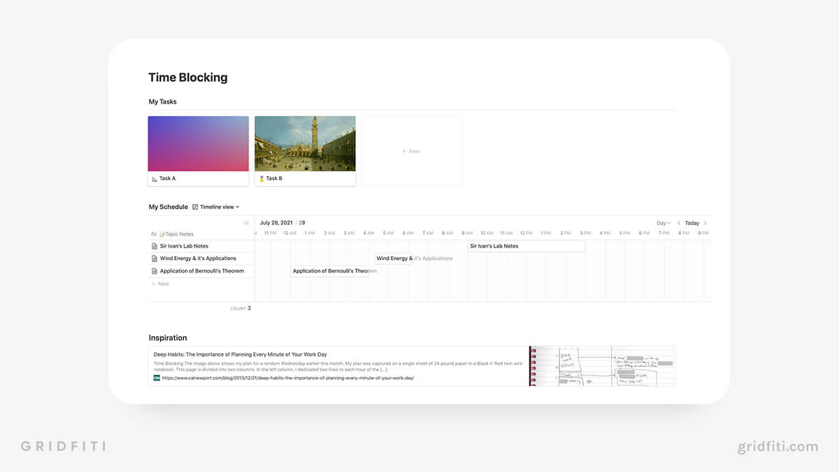 Time Blocking Notion Template