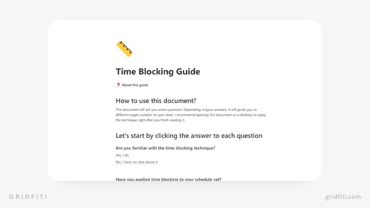 Notion Time Blocking Guide Template