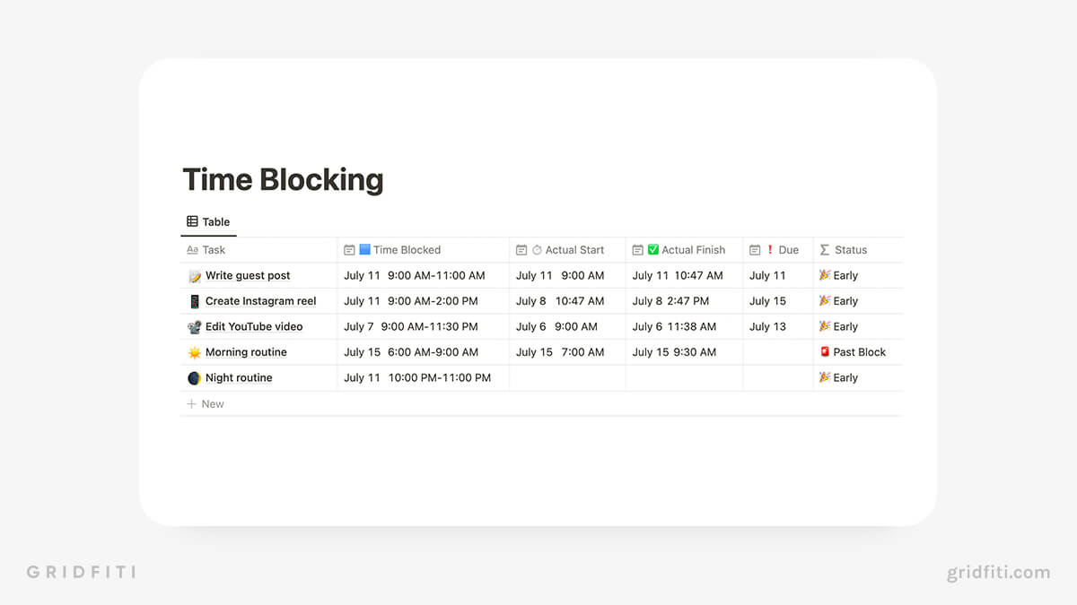 Time Blocking Notion Database with Advanced Properties