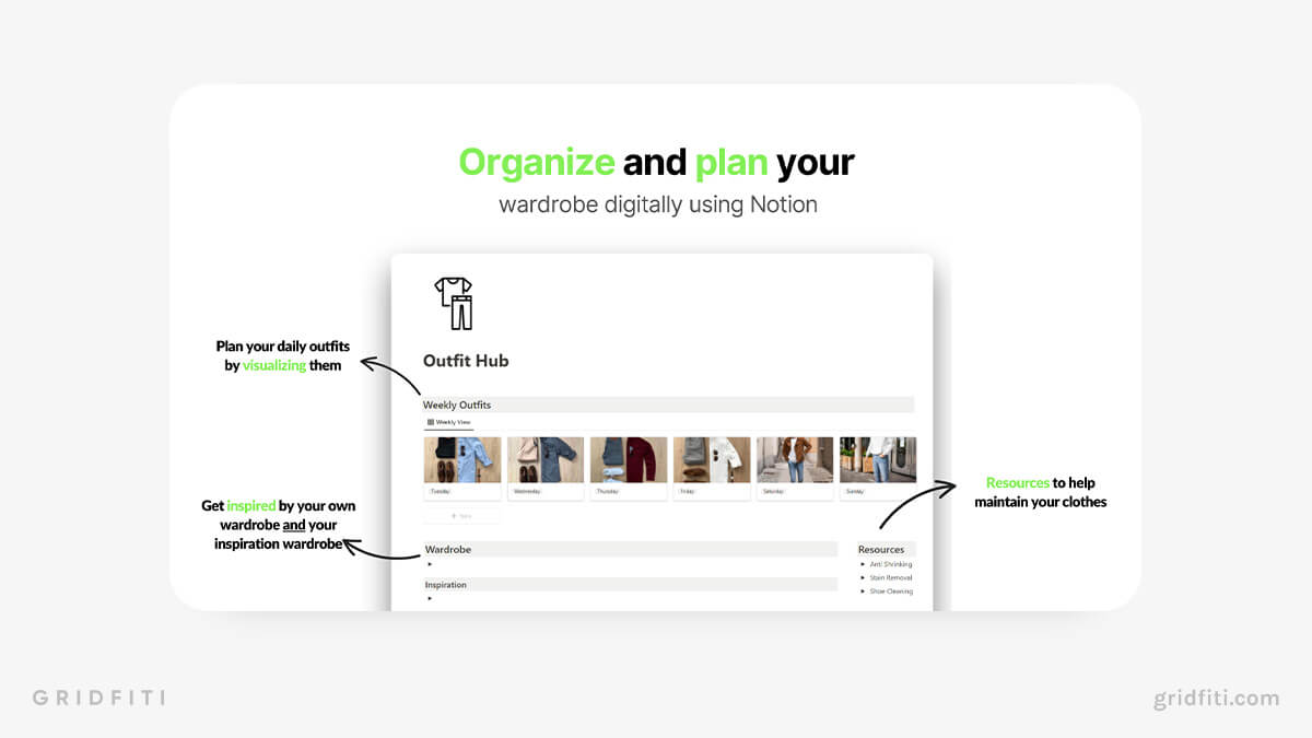 Notion Outfit Planner Template