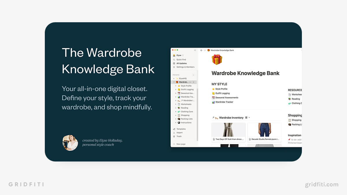 Notion Wardrobe Dashboard Template