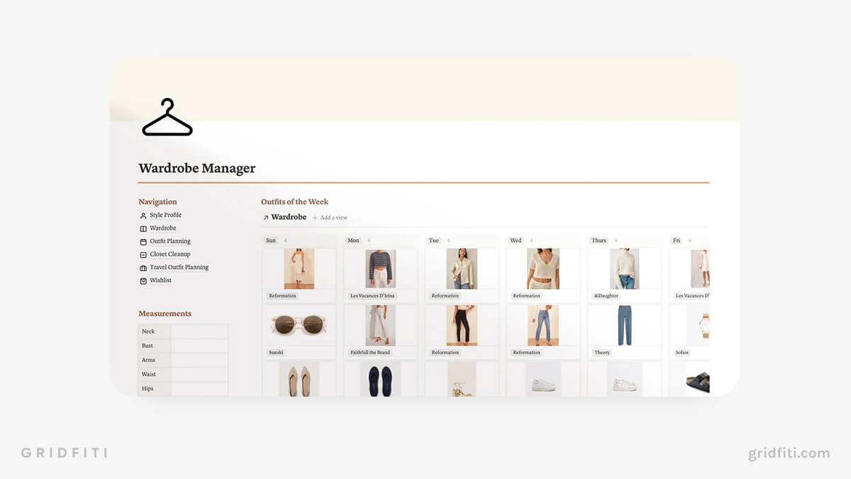 Aesthetic Notion Wardrobe Manager