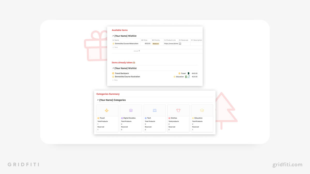 5+ Notion Wishlist Templates to Track Your Wants & Needs  Gridfiti