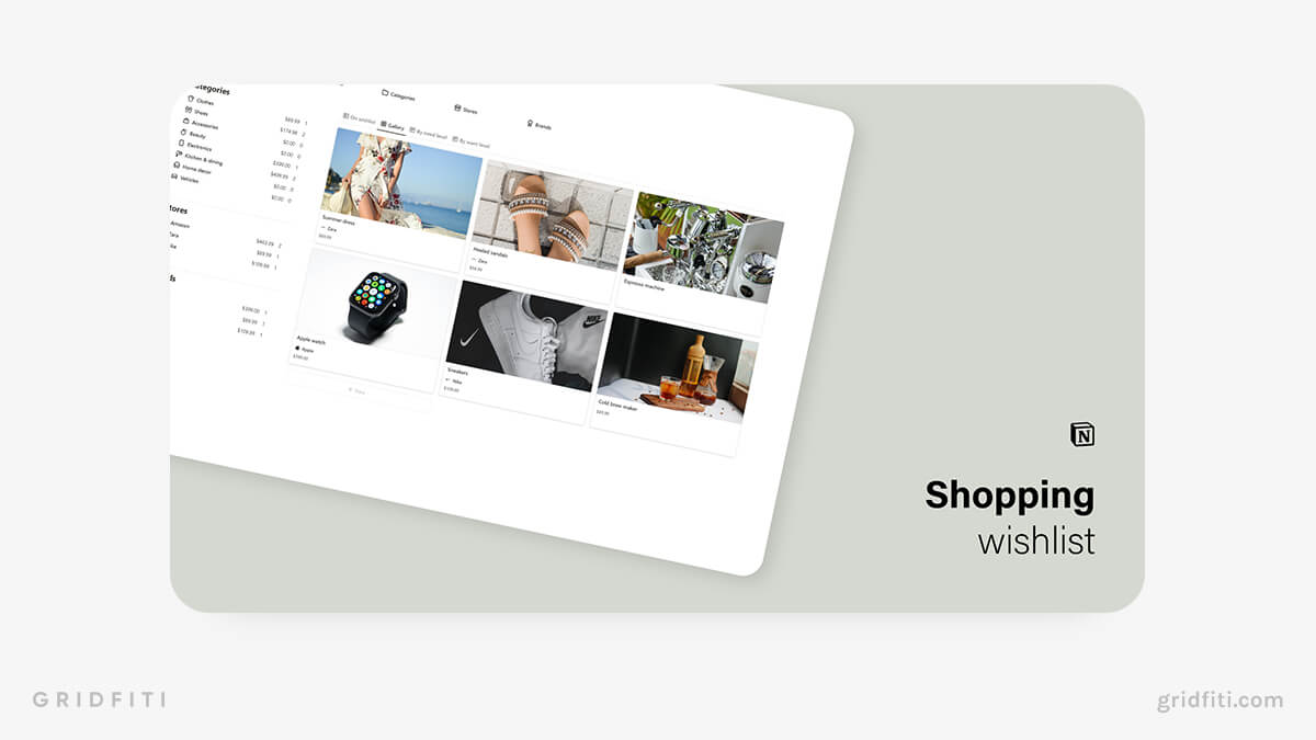 Notion Shopping Wishlist Template