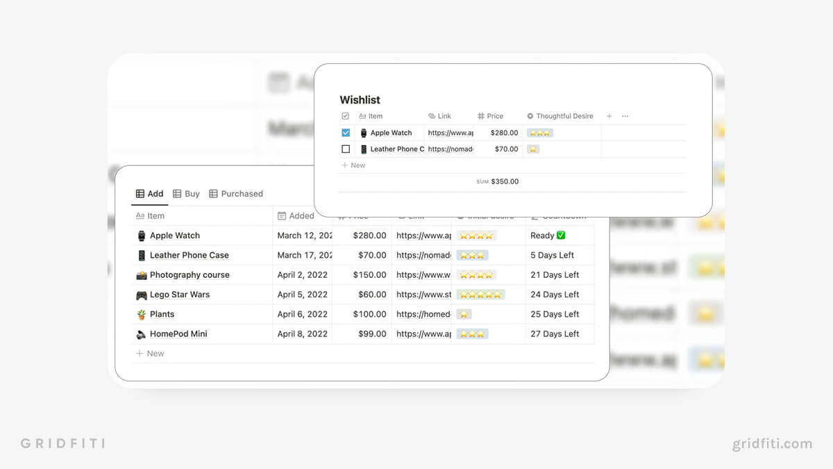 5 Notion Wishlist Templates To Track Your Wants Needs Gridfiti