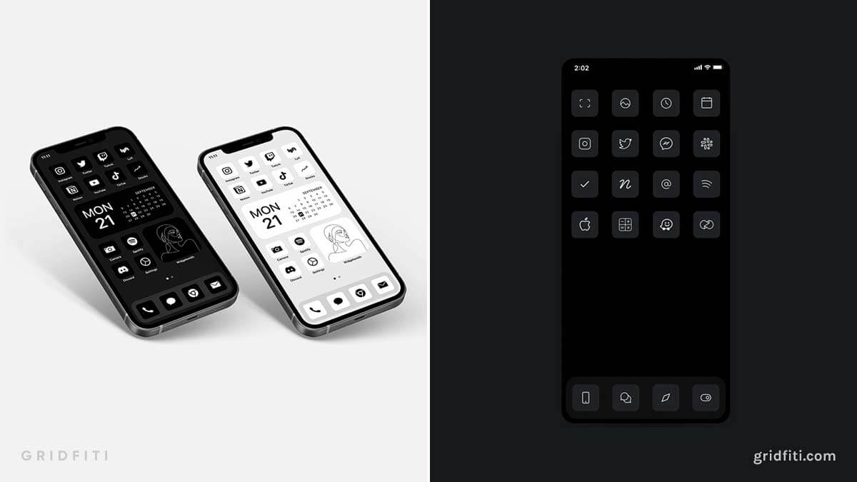 Aesthetic Black & White App Icons
