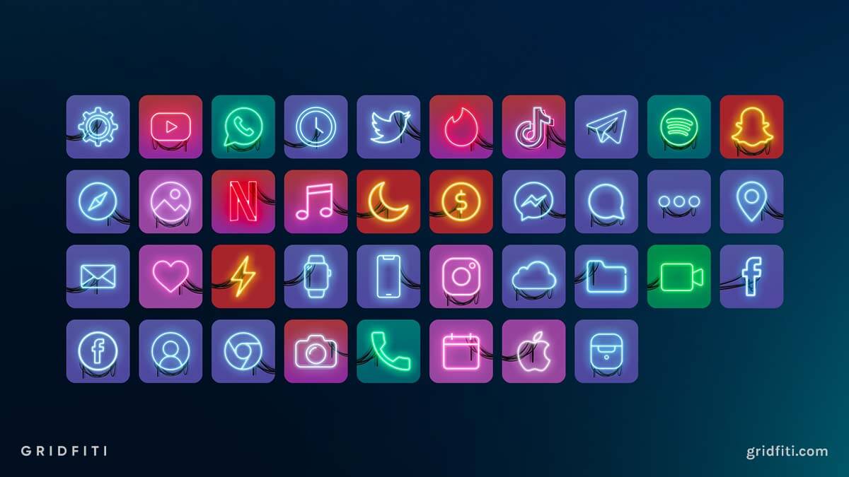 Aesthetic Neon App Icons