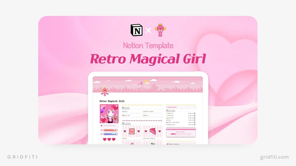 Retro Pink Life Dashboard Notion Template