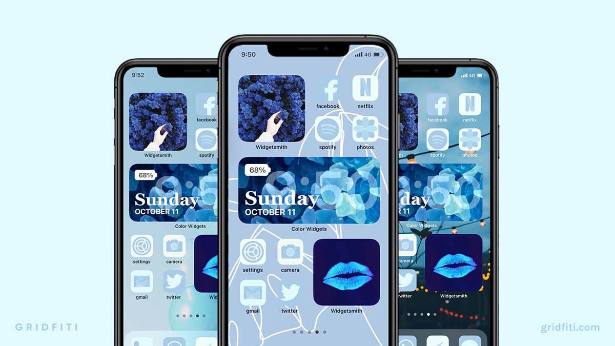 Aesthetic Blue Illustrated App Icon Set