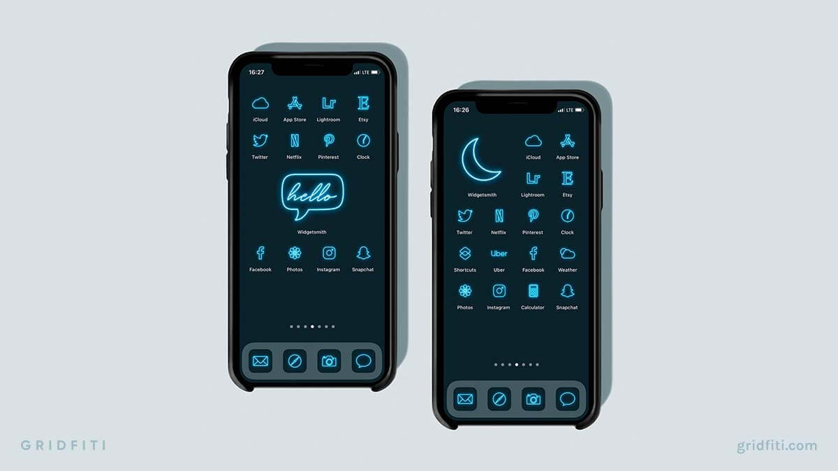 Blue Neon App Icons Pack