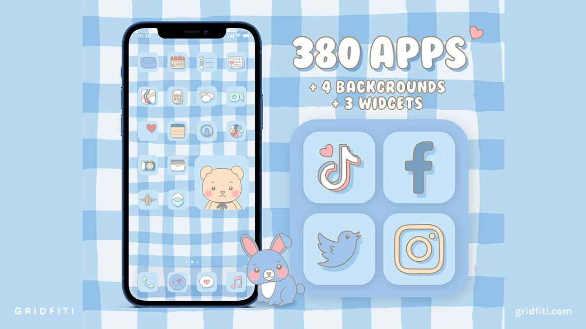 Cute Kawaii Blue Pastel App Icons