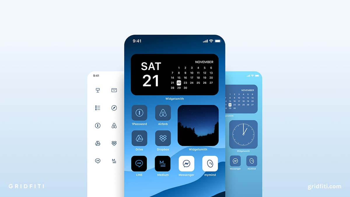 15+ Blue App Icon Packs for iOS 17 (iPhone & iPad) | Gridfiti