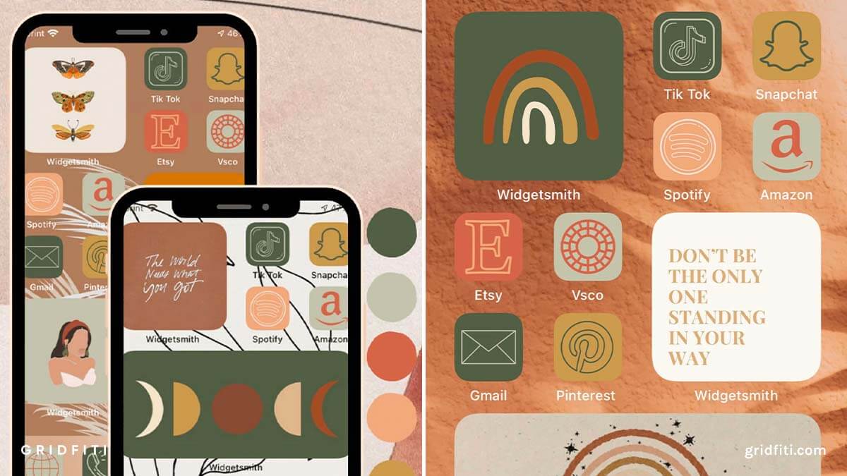 Earthy Boho Aesthetic iOS Icon Pack