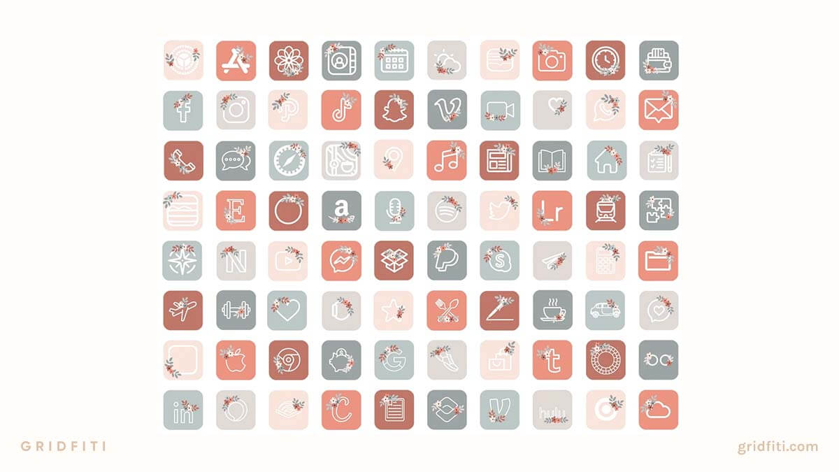 Muted Bohemian Hand-Drawn Icons Set