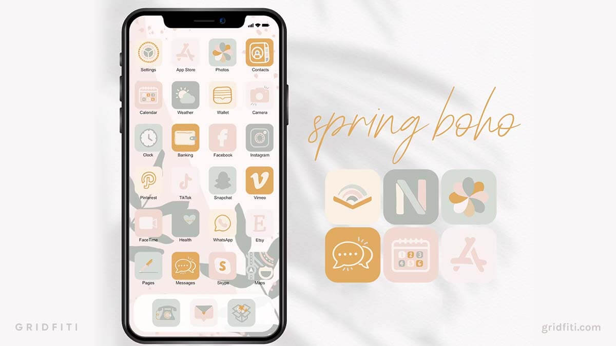 Spring Boho iOS Hand-Drawn App Icons