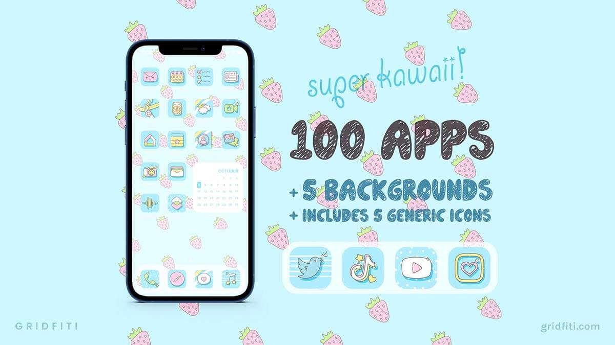 Blue Kawaii App Icons