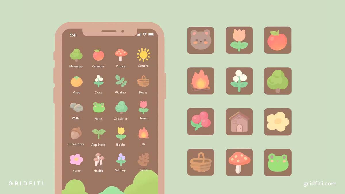 Cute Forest & Plant App Icon Set
