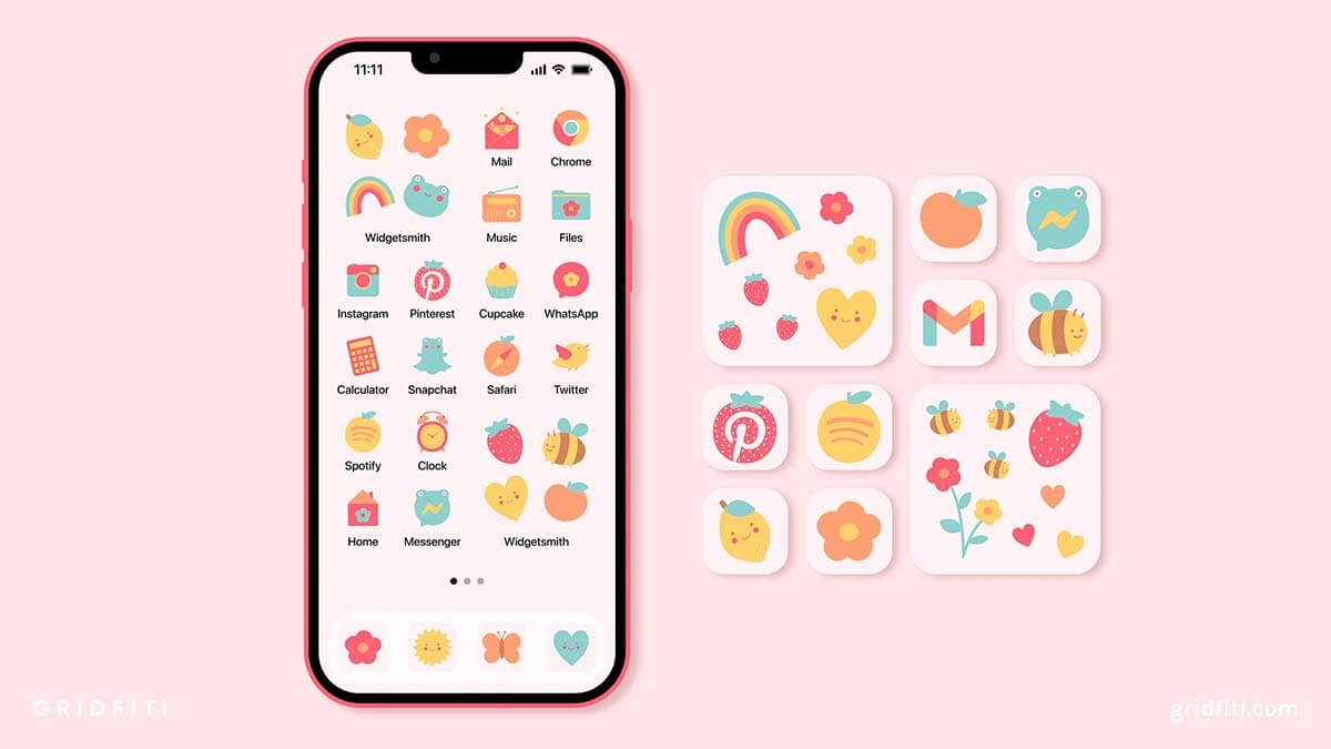 Cute Spring Summer Doodle App Icons