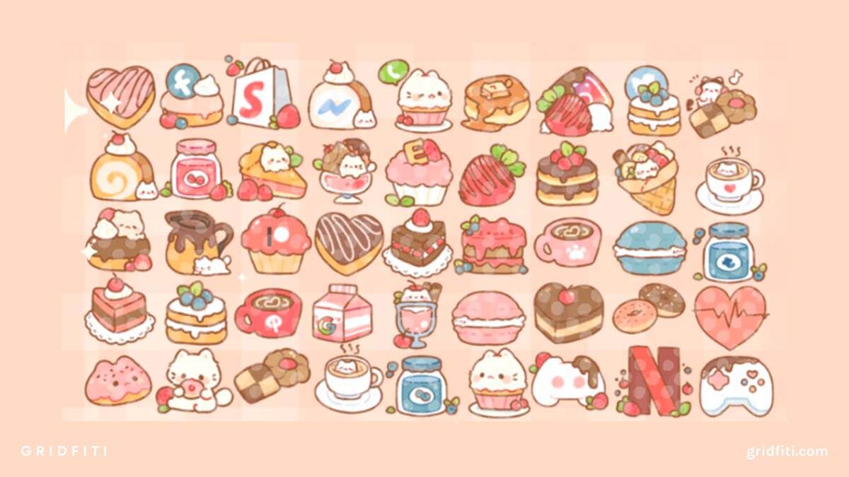 Cute Ios App Icons 150 Kawaii Cats Icon Bundle App (Instant Download) 