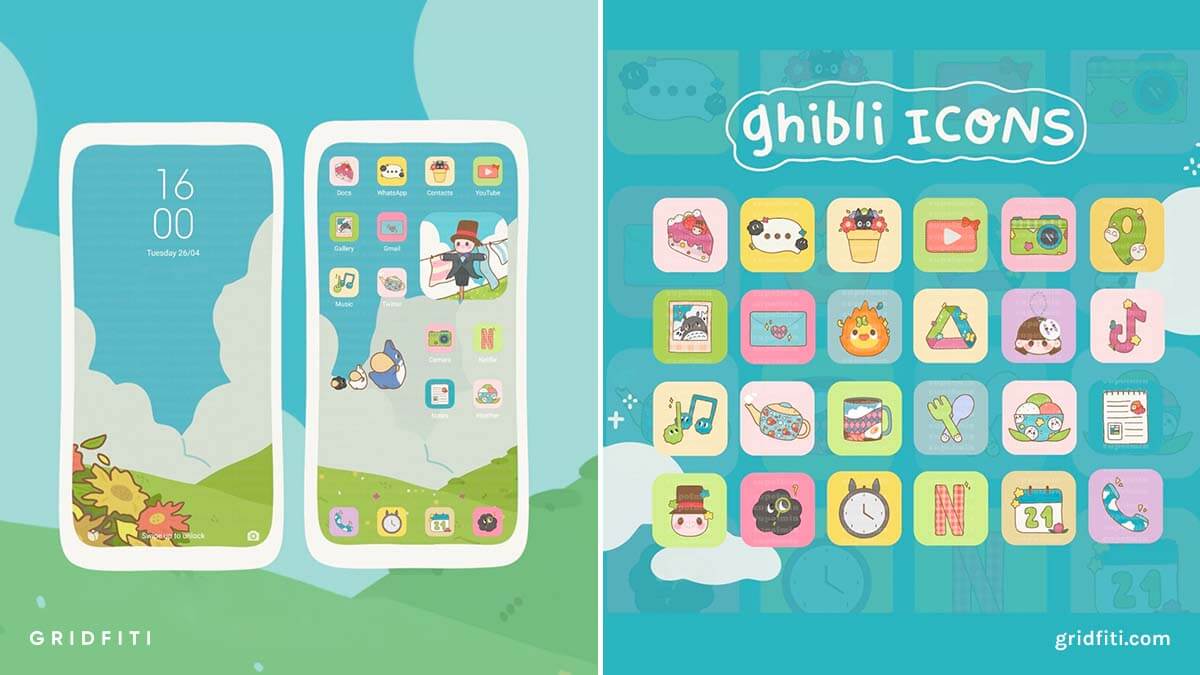 25+ Cute & Kawaii App Icon Packs for iOS 16 (iPhone & iPad) | Gridfiti