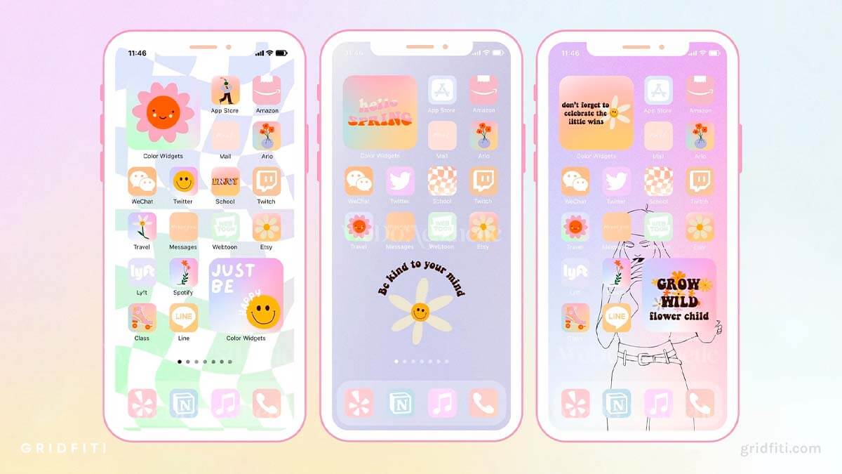 25+ Cute & Kawaii App Icon Packs for iOS 16 (iPhone & iPad) | Gridfiti