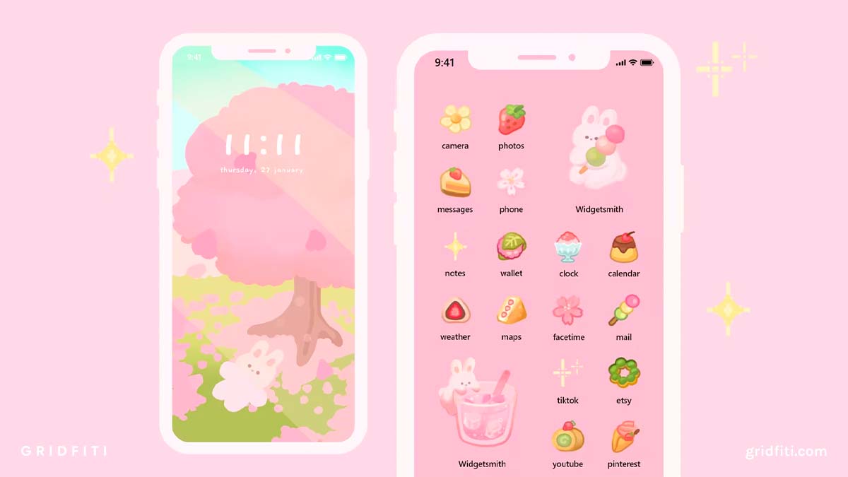 Pink Kawaii Food App Icons