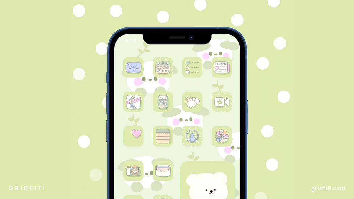 Matcha Green Kawaii App Icons
