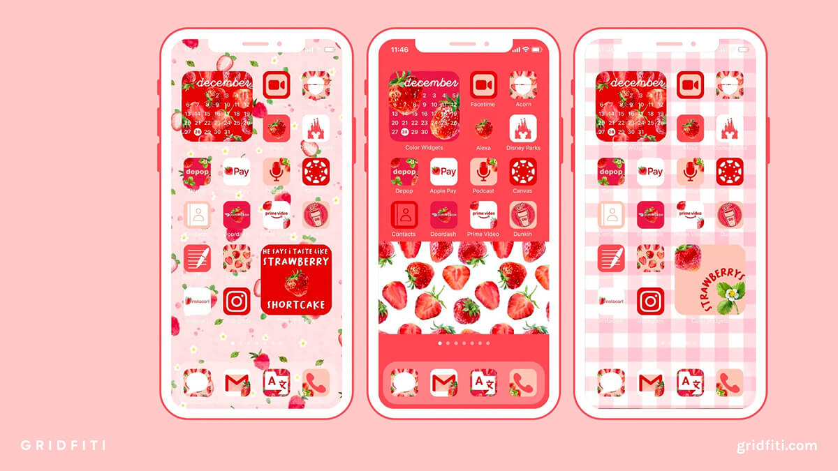Cute Strawberry App Icons