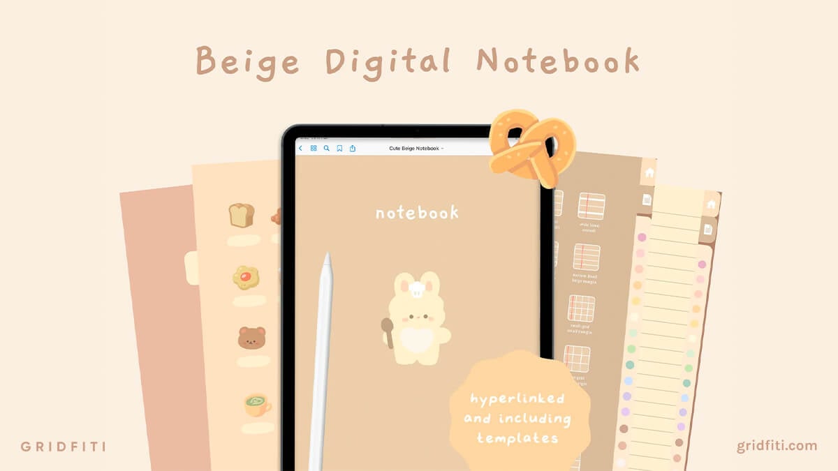 Cute Beige Digital Notebook for GoodNotes