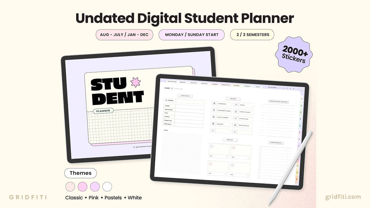 Aesthetic GoodNotes Student Digital Planner