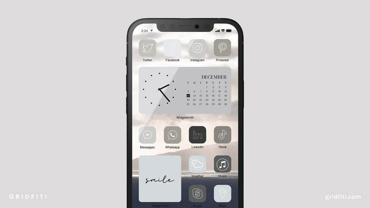 Aesthetic Gray App Icons with Wallpapers & Widgets
