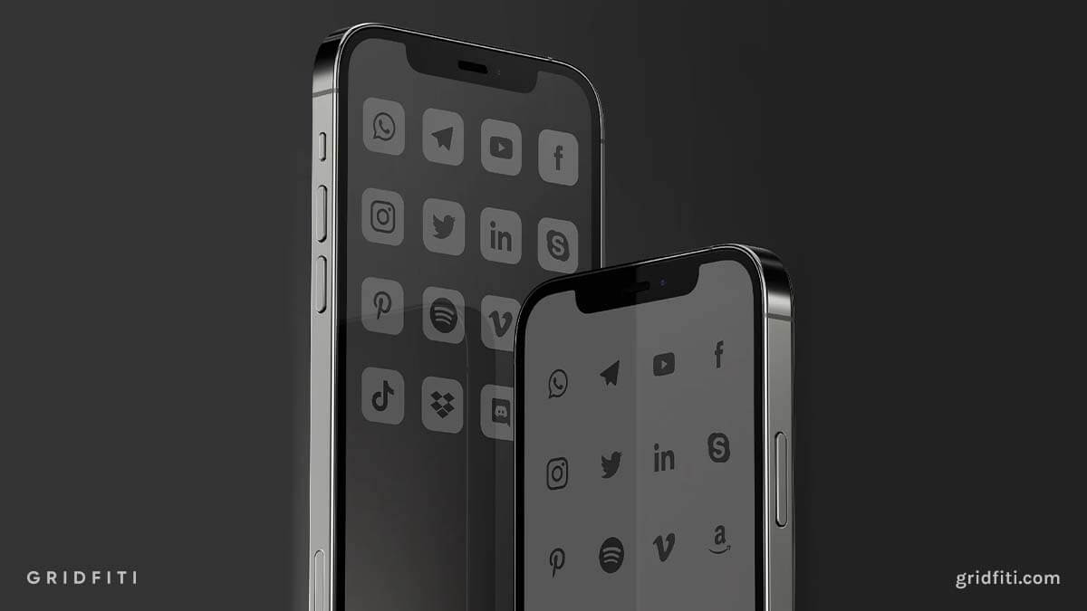Matte Black on Dark Gray App Icons