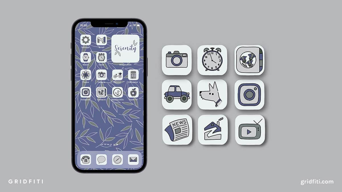 Sea Blue & Gray Hand-Drawn App Icons