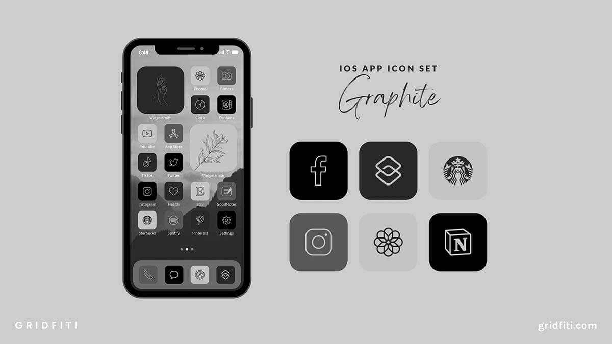 Line Art Graphite App Icons